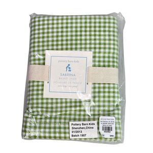 Pottery Barn Kids Sabrina XL Basket liner Green Gingham NEW